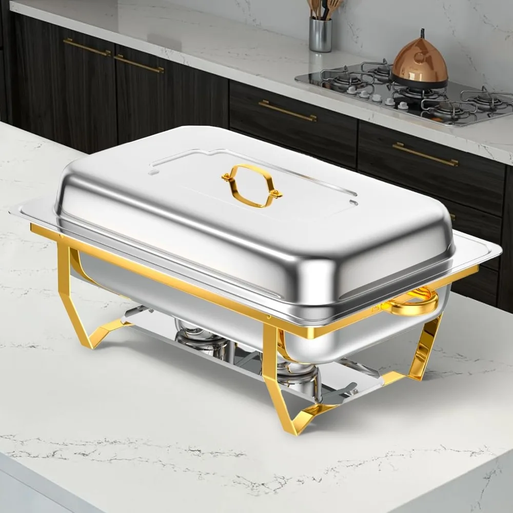 أطباق الغضب للبوفيه، مجموعة بوفيه أطباق الغضب عالية الجودة سعة 8 كيو تي، مقلاة كاملة الحجم، تصميم ملفوف لتدفئة الطعام للحفلات