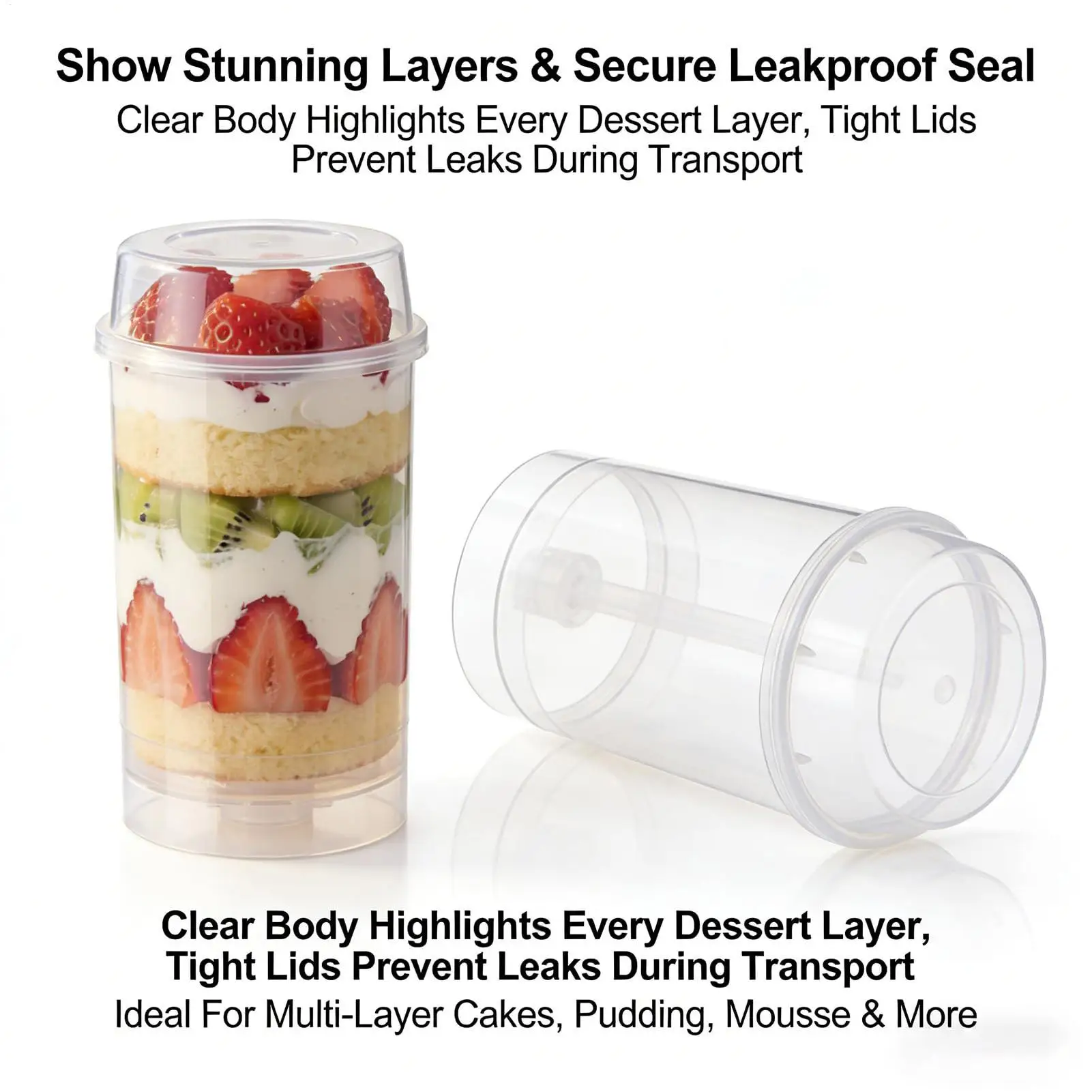 Cake Push Pop Containers Dessert Tubes Push Up Pop Containers with Stand & Lid for Home Dining Room Wedding Birthday Party view 6
