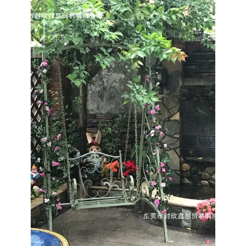 American retro wrought iron household swing hanging basket rocking chair, garden chair