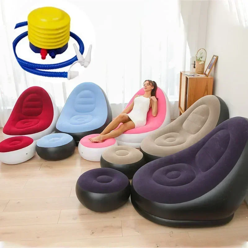 

Inflatable Portable Sofa Footstool Inflatable Bed Set Folding Lazy Bean Bag Sofas Chair Pouf Puff Couch Tatami Living Room