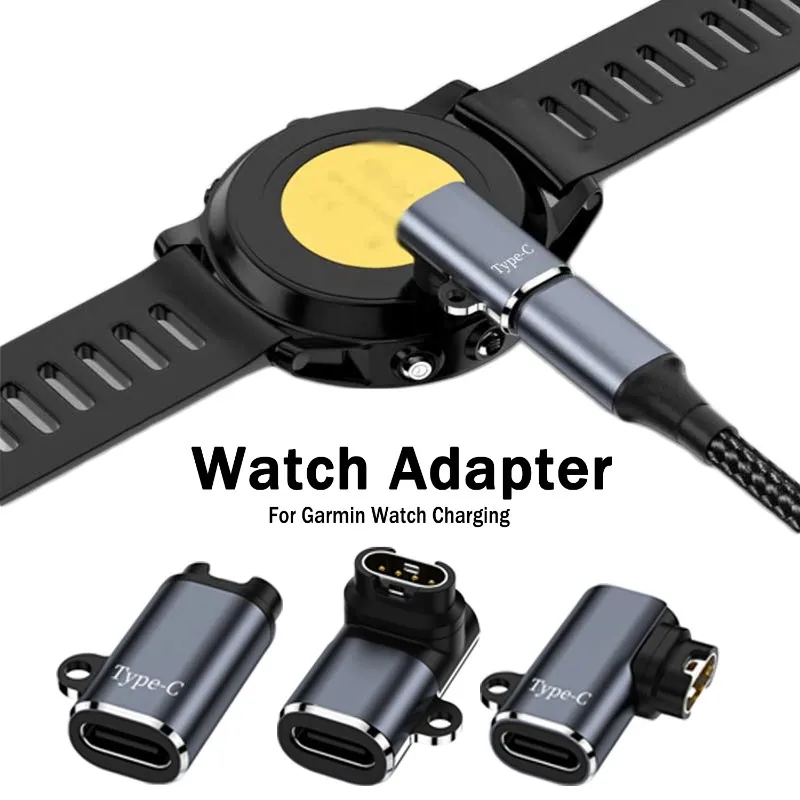 Adaptador de cargador de Metal para reloj Garmin Fenix 7 S 7X 6 S 6X Forerunner 265 745 955 Cable de carga enchufe antipolvo para IOS tipo C