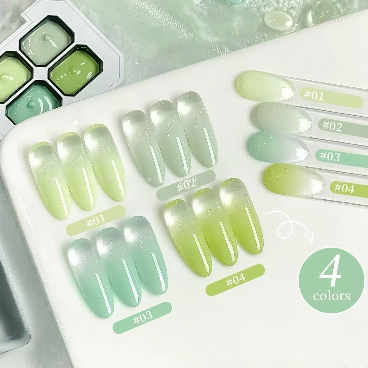 Spring and Summer Four Grid Nail Art Pat Gel