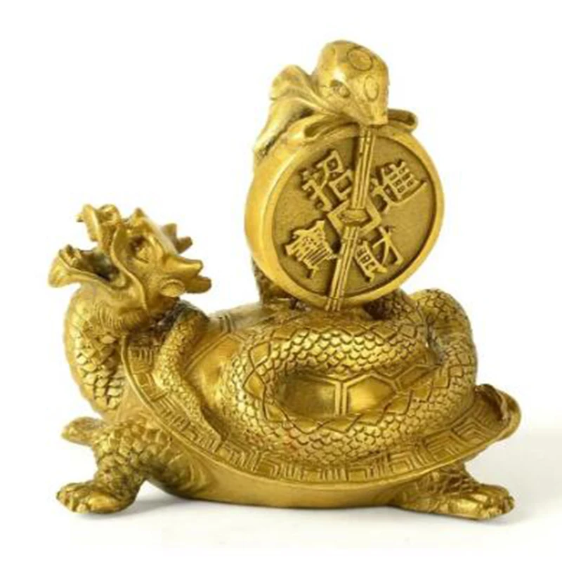 

Copper Statue Pure copper Xuanwu ornament copper turtle snake ornament tortoise dragon snake ornament family craft gift