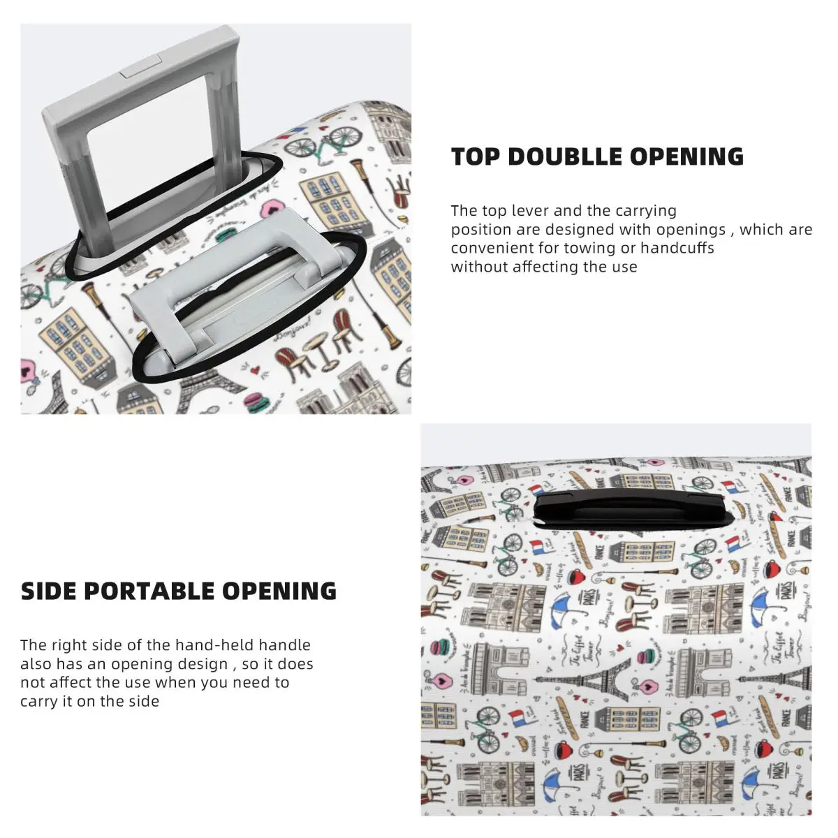 Paris Pattern Colors Suitcase Cover Protection Elastic Travel Luggage Protector Covers for 18-32 Inch