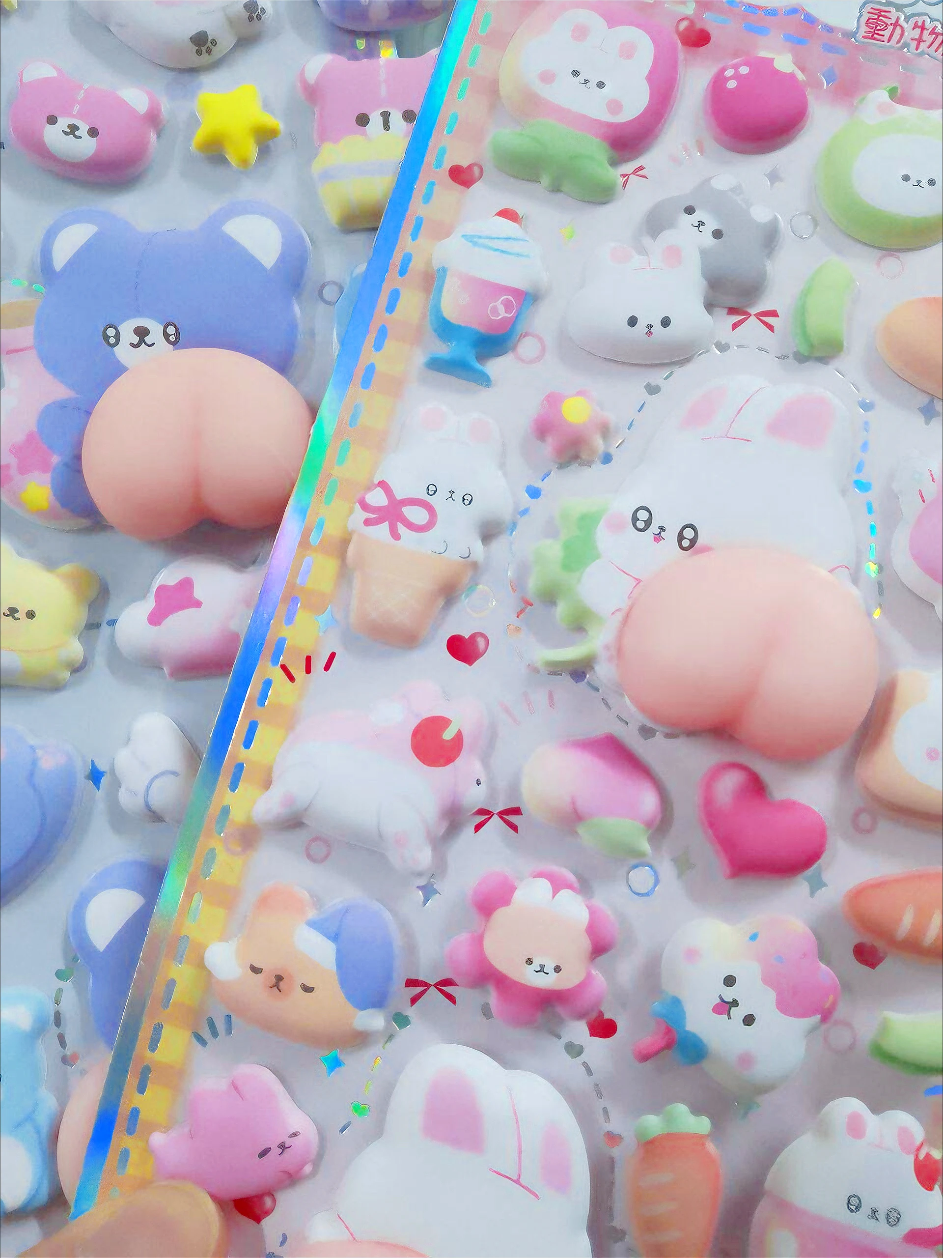 

3D Relief Cute Granule Sticker Animal Alliance DIY Phone Case, Hand Account, Rocking Music Toy Sticker Material