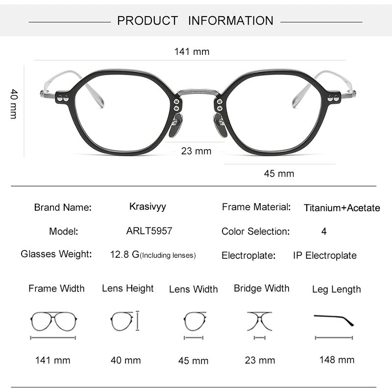 Krasivyy Hexagon Brilmonturen Mannen Titanium Acetaat Klein Formaat Recept Brillen Frame Vrouwen Luxe Merk Optische Brillen