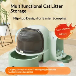 Caja de arena grande para gatos con pasillo cerrado y control de olores
