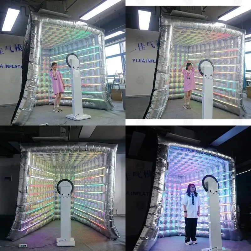 Inflatable Photo Booth Portable LED Light Up Wedding Party Event Tent Backdrop Stand Case For Sale