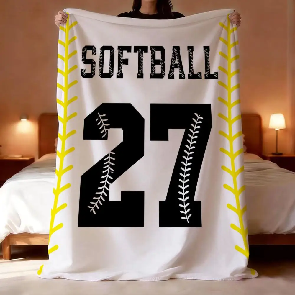 Athletic Jersey Numbers Throw Lightweight Soft Flannel Throw Blanket Skin-friendly Cooling AC Nap Blanket for Sofa Couch Bed