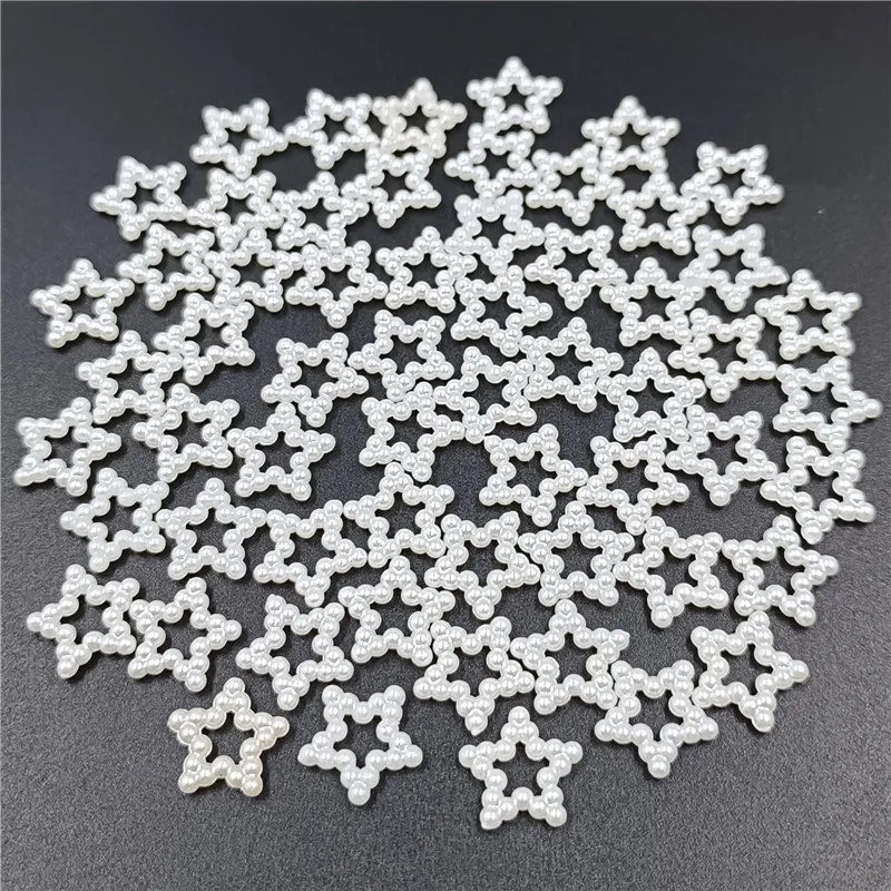 40pcs/pack Hollow Imitation Pearl White Color Heart Star Flower Loose Beads DIY Jewelry Making Material Wholesale