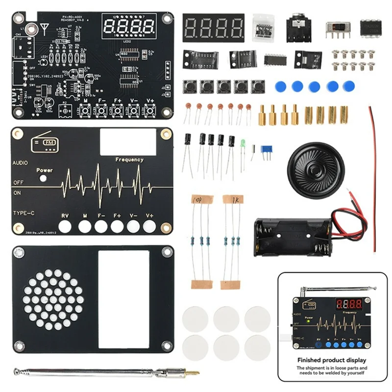 Zestaw DIY radia FM A73E-RDA5807M 87-108Mhz z wyświetlaczem lampowym, mikrokontrolerem i zestawem do lutowania elektroniki DC 5V