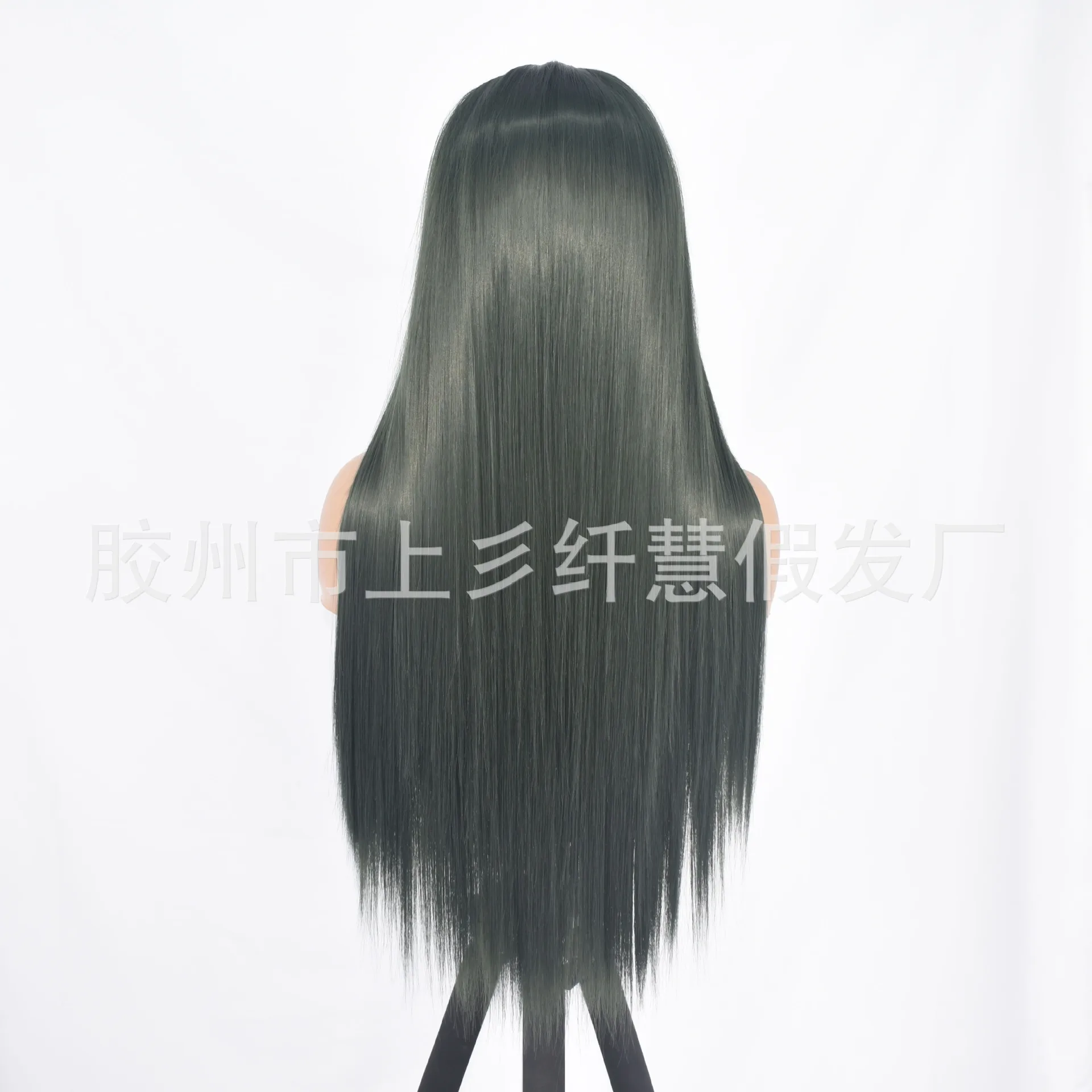Synthetic Lace Front Olive Green Long Straight Wig Hand-Tied Cosplay Costume Party Heat Resistant Fiber Hair