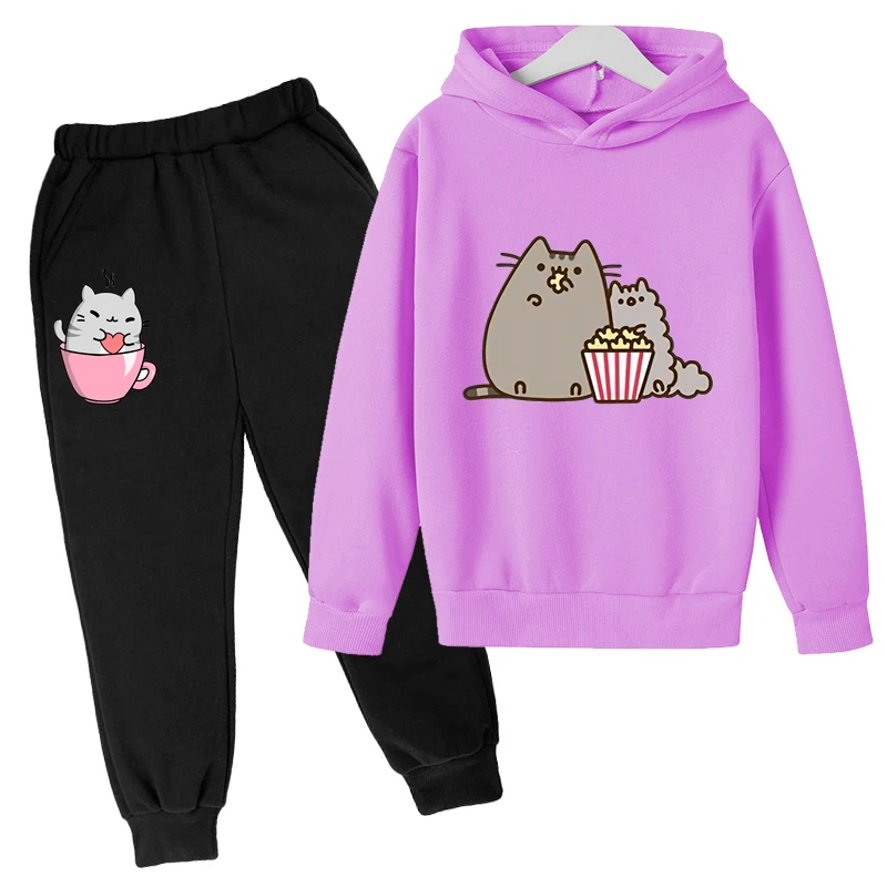 Kids Spring and Autumn Hot selling Hoodie Set for Boys and Girls Aged 3-12, Casual Fashion Printed comic Anime Set, Top+Pants