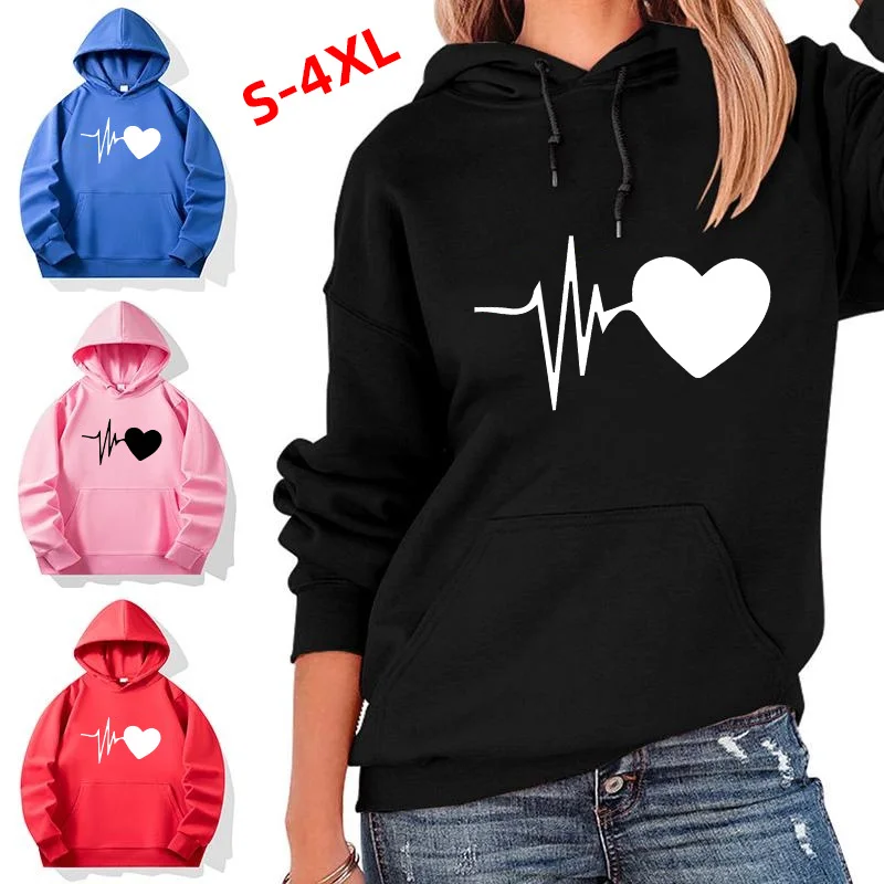 

Women love Graphic Hoodie Women Fashion Personality Pure Cotton Pullover Autumn Winter Casual Long Sleeve Hooded Sweatshirt