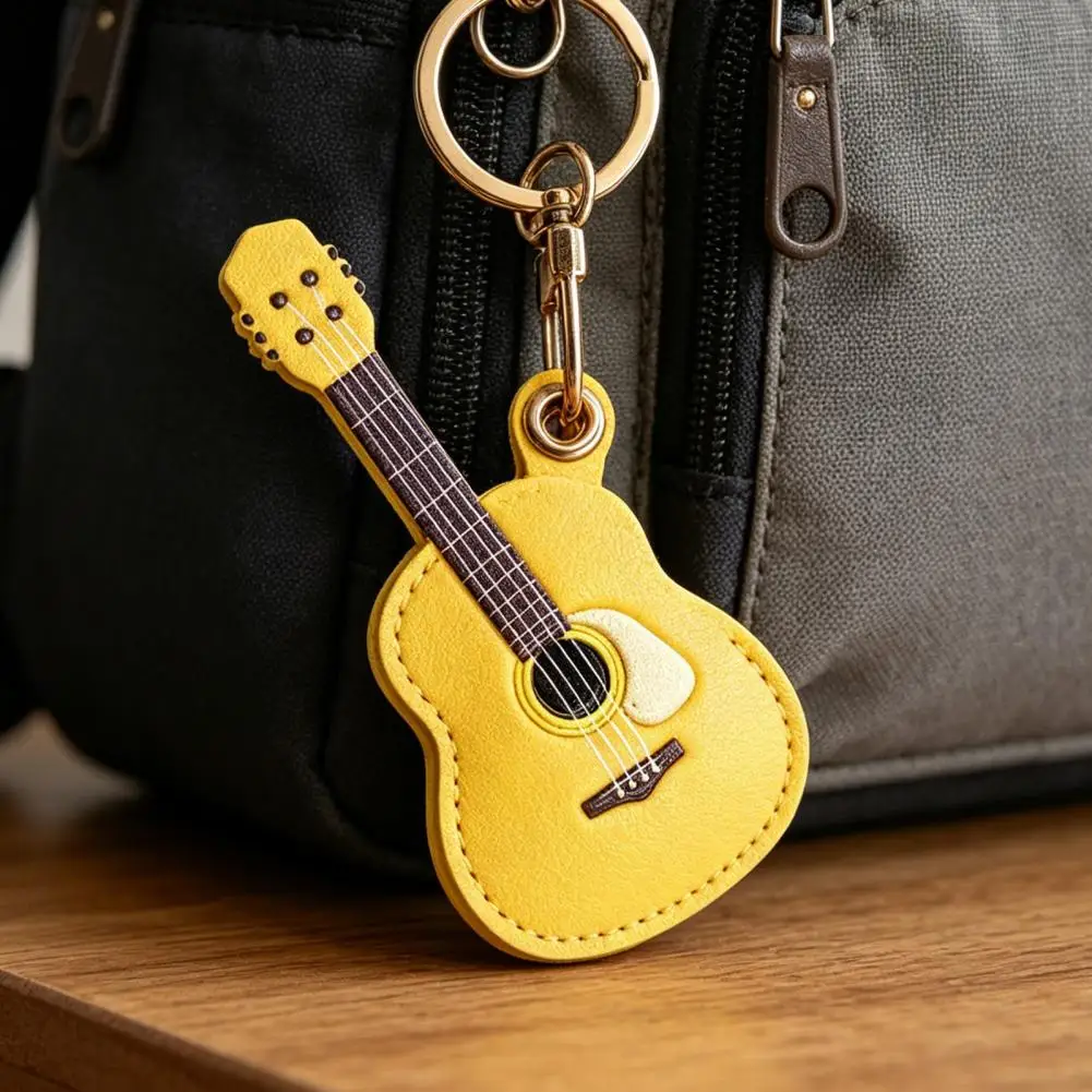 Cute Musical Instrument Keychain Silicone Guitar Saxophone Piano Keyring for Men Women Bag Pendant Car Key Ring Music Lover Gift