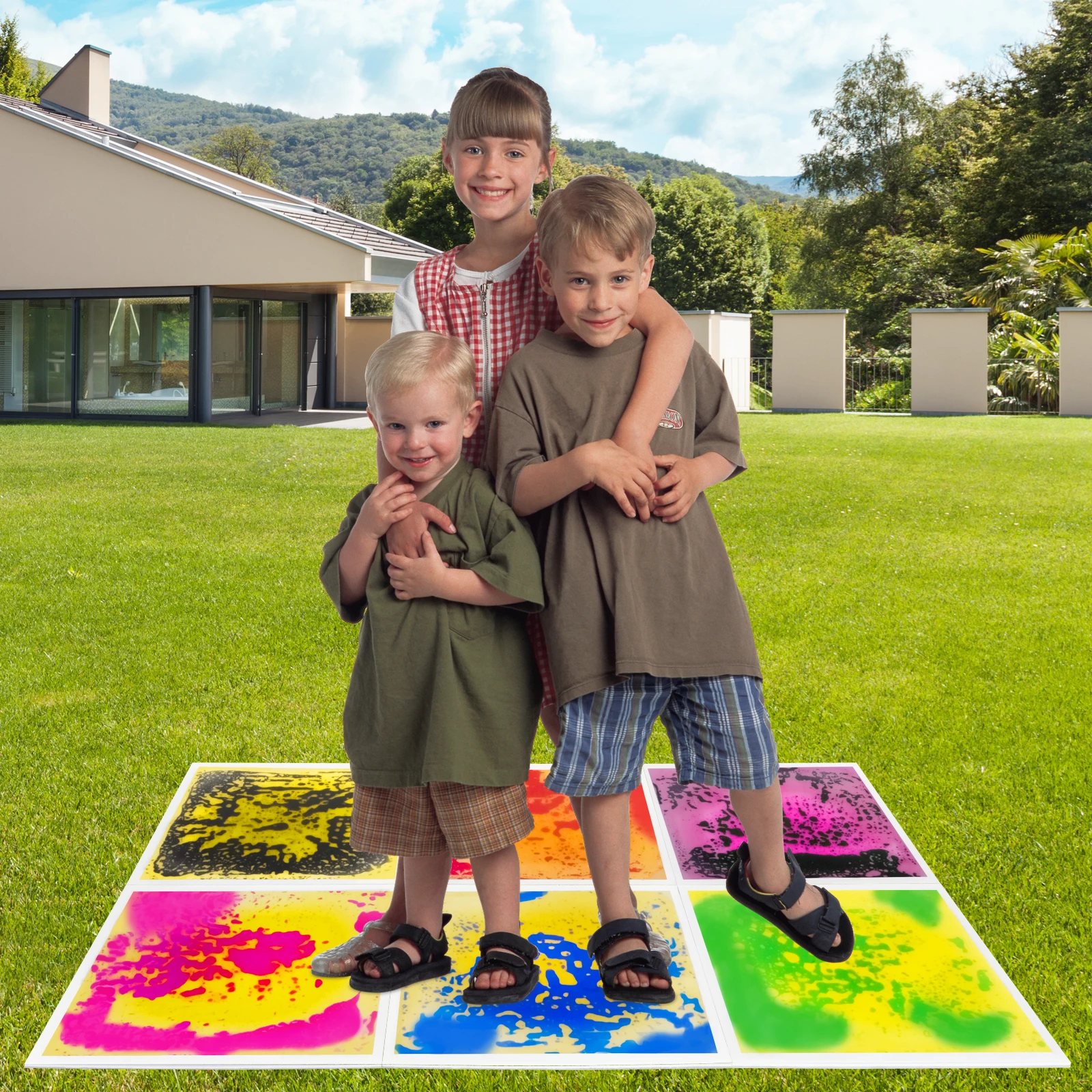 子供用感覚カラータイル、リキッドフュージョン感覚タイル、保育園での創造的な遊び、6個入り