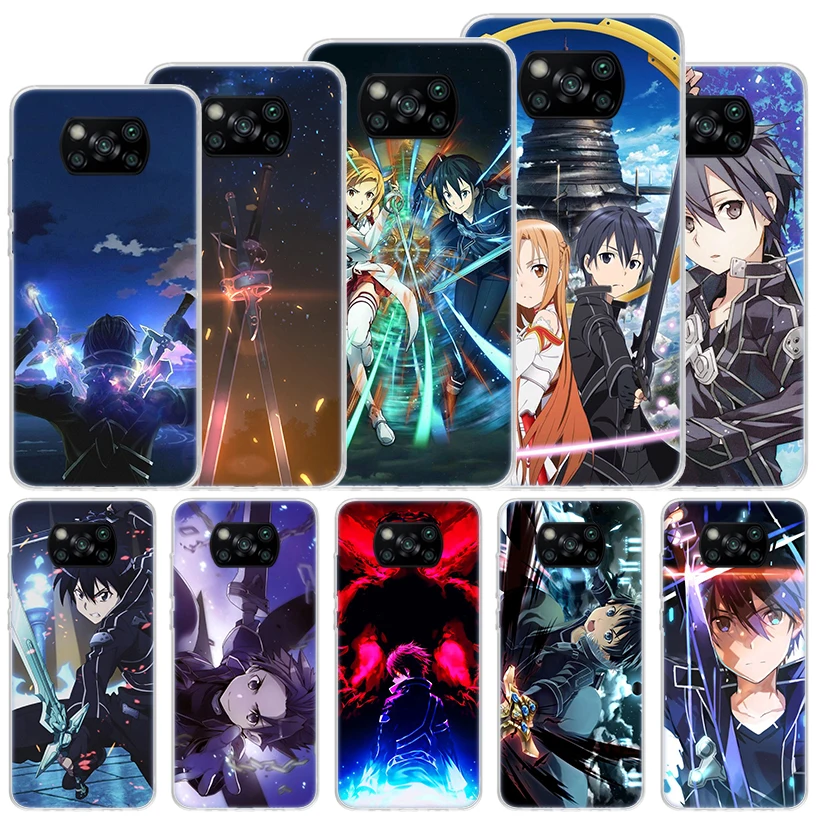 Sword Art Online Kirito Asuna Soft Case For Xiaomi Poco X6 X5 X4 X3 Nfc F6 F5 Pro Phone Cover F4 Gt F3 F2 F1 M5S M4 M3 M5 Funda 