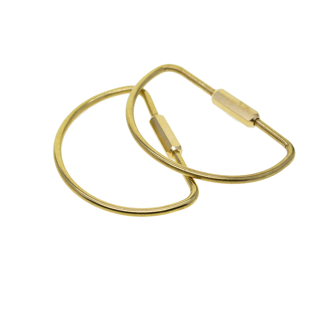 6  pcs 60mm large  solid brass D shapearch semicircle screw lock hook Carabiner Keyring Keychain EDC tool scrap booking biner image 4