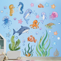Ocean Wall Decals Under The Sea Turtle Bathroom Decor Stickers for Kids  Baby Boy Girl Bedroom Nursery Living Room Classroom