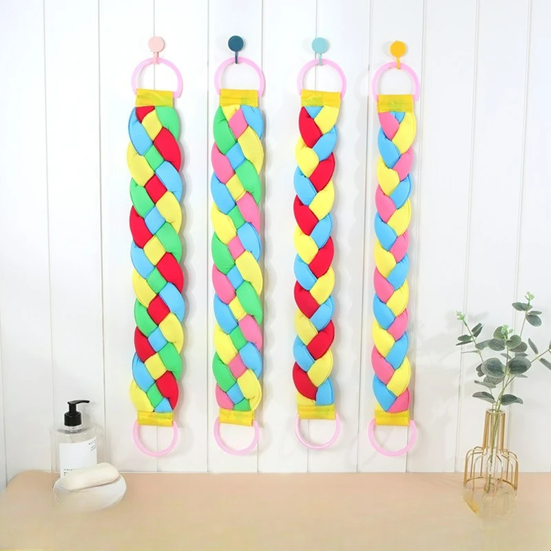 

Three-strand Braided Back Scrub Towel, Double-sided Bathing Strip, Knitted Back Scrub, Bath Towel, Body Scrub Strip