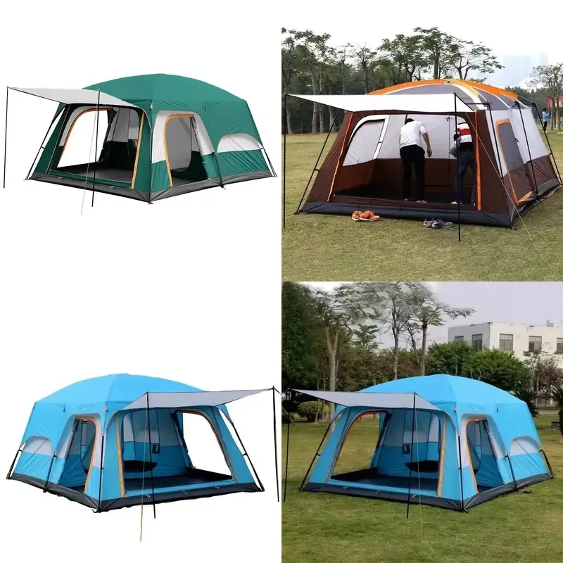 Nature Hiking Tent 8-12 People Double Layer Camping Outdoor Foldable Family Large Luxury