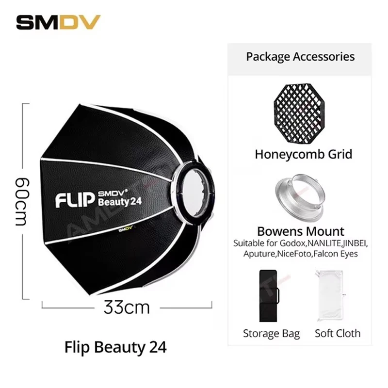SMDV Flip Beauty 20 24 Snel los te maken parabolische sterke reflecterende beauty-diffuser voor Bowens Elinchrom Broncolor flitserbevestiging