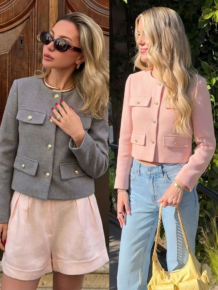 HH Elegant Women Long Sleeve O Neck Jacket Single Breasted Spring Coat Fashion Streetwear Chic Party Vacation Slim Coats