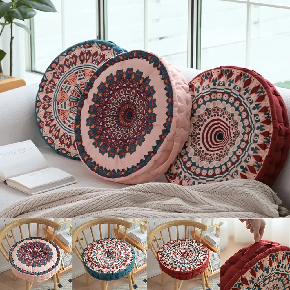 

Floor Cushion Thickened Circular Bohemian Style Bay Window Tatami Mat Bottom Cushion Breathable Stool Chair Cushion 틈새쿠션