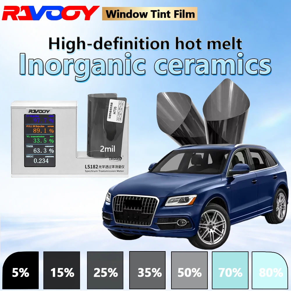 RAVOOY Car Window Tint HT35 Dual Layer Hot Melt Inorganic Ceramic Window Tint Film 2mil 33% VLT Balanced Light Control 152CMX30M