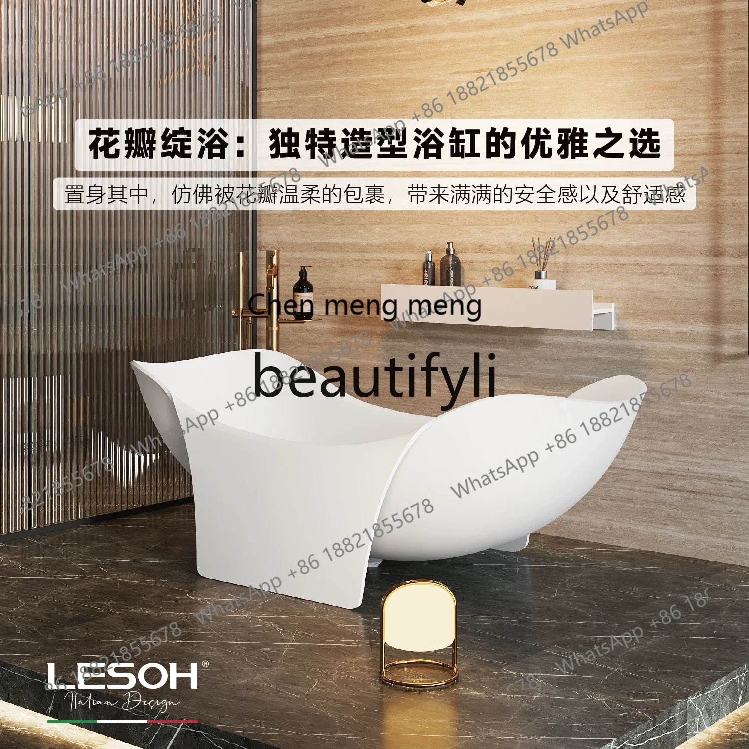 zqxPMMA Artificial Stone Bathtub High-end Skin-friendly Freestanding Bathtub Home Homestay Hotel Art Bathtub
