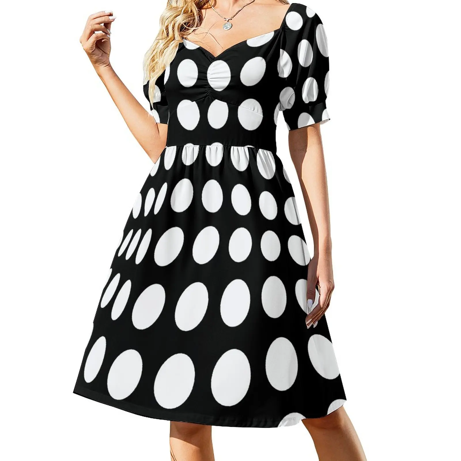 Black And White Op-Art Dots Optical Illusion Retro Graphic Dress women's summer dresses 2023 clothing women summer 2023