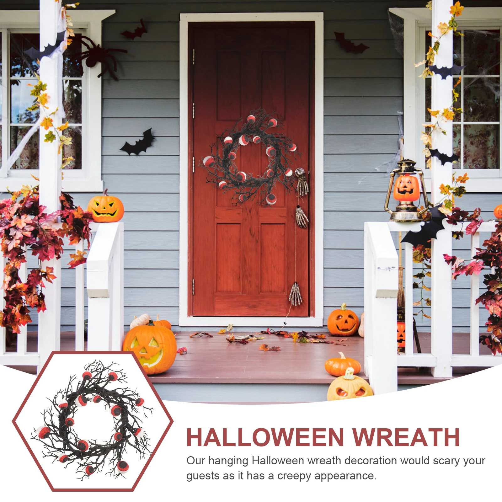 

Eyeball 45cm Dead Branch Halloween Decorative Party Supplies Ghost Festival Horror Atmosphere Fake Gothic Wreath Simulated