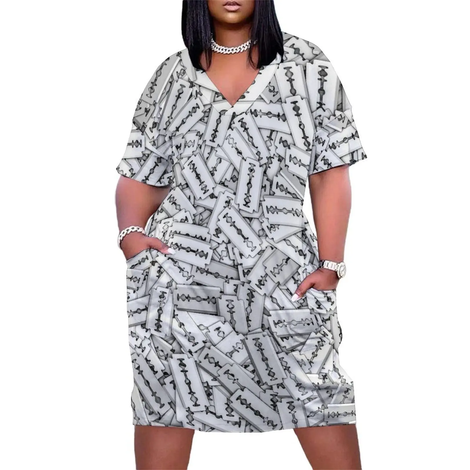 

Razor blades Loose Pocket Dress Female clothing wedding dresses for parties Beachwear