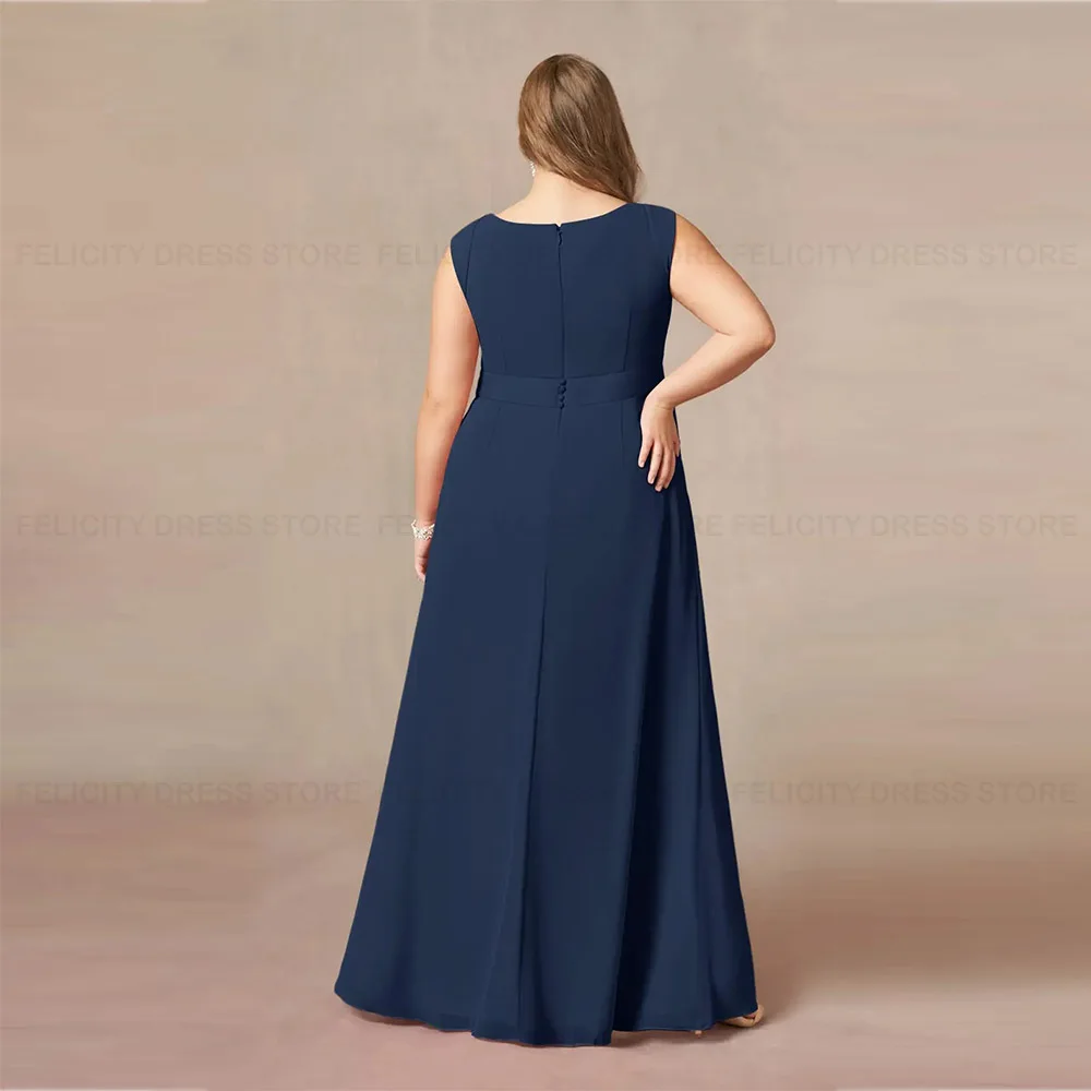 Elegante Plus Size abiti per la madre della sposa 2023 a-line o-collo abito da sposa in Chiffon di pizzo lunghezza del pavimento Vestidos de Gala