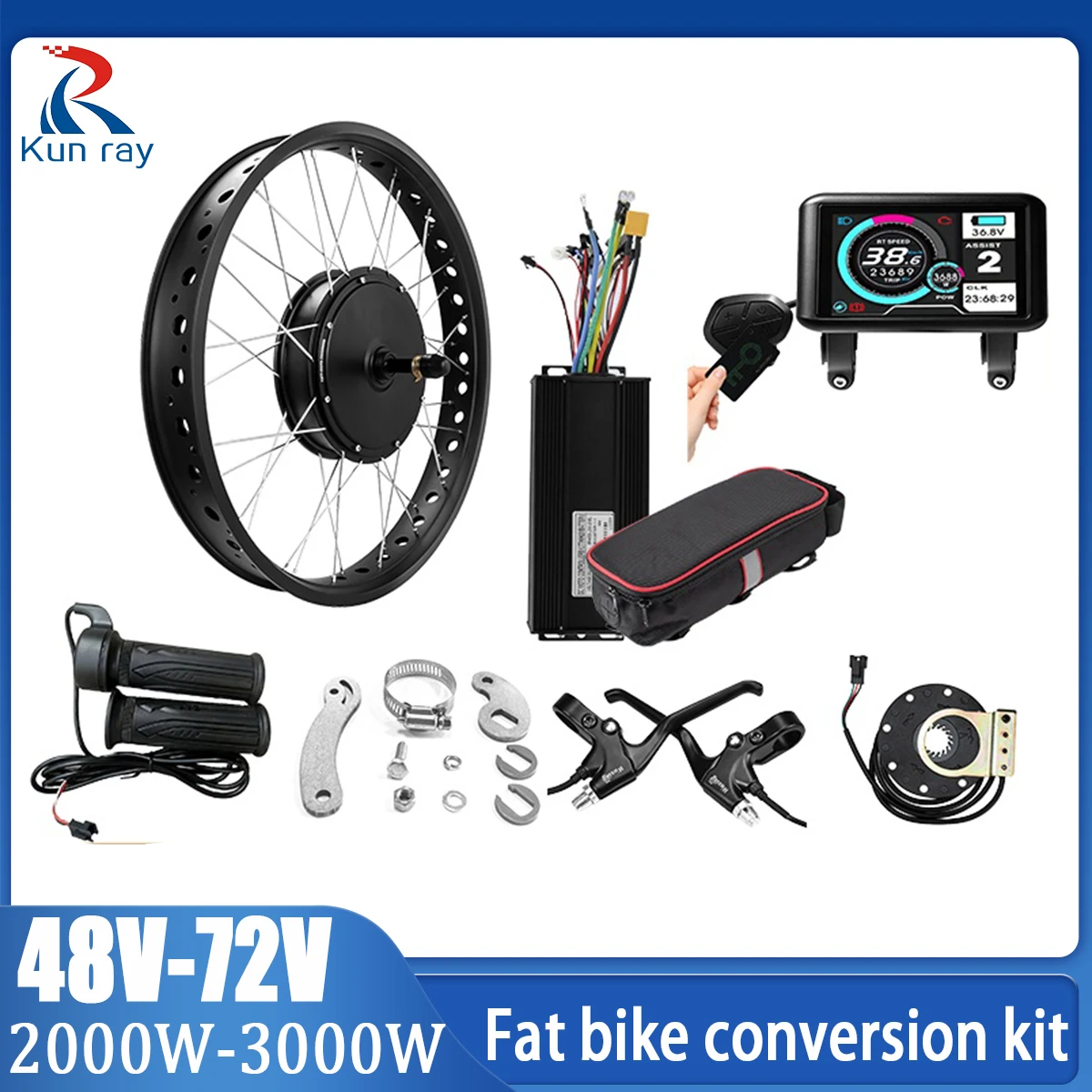 48V 2000W 72V 3000W Ebike Fat Bike Kit 20 24 26 Inch Fat Tire Rear Hub Motor 170/190mm Freewheel Cassette Disc Protocol No.2
