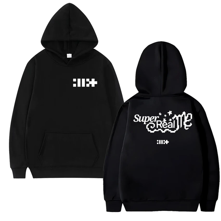 

Корея Kpop ILLIT Band Album Super Real Me Толстовка с двусторонним принтом Мужчины Женщины Тенденция Y2k Пуловер Унисекс Повседневная флисовая толстовка