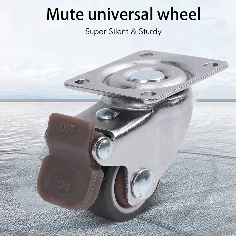 ABRE-4 Pack 1 Inch Low Profile Casters Wheels Soft Rubber Swivel Caster With 360 Degree Top Plate 100 Lb Total Capacity For Set