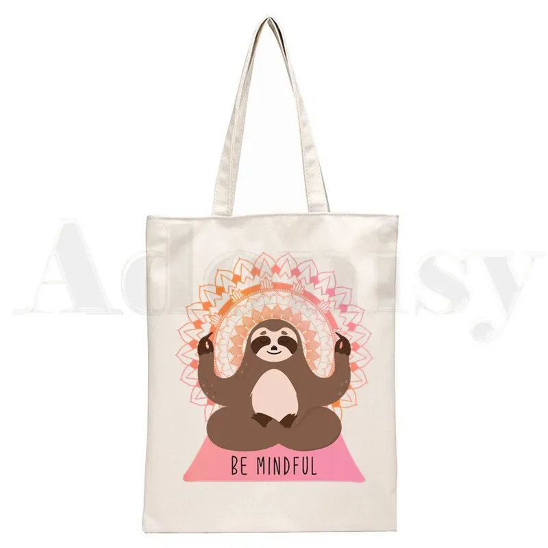 Preguiça dormir bolsas bolsa de lona tote senhoras casual personalidade kawaii moda bolsa de ombro reutilizável sacos de compras