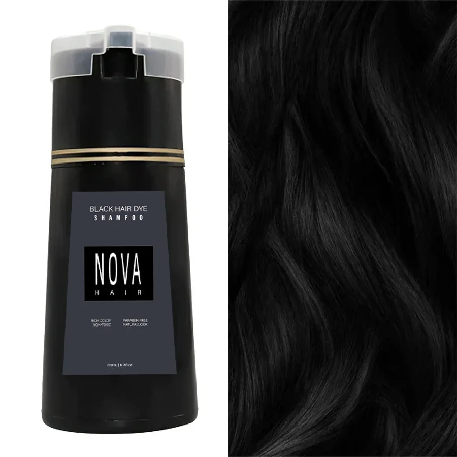 Nova Hair Dyeing Hair Care Shampoo 3 w 1 Natural Fast White Hair Dyed Black Hair Dye Lasting Convenience Men Women Hair Care