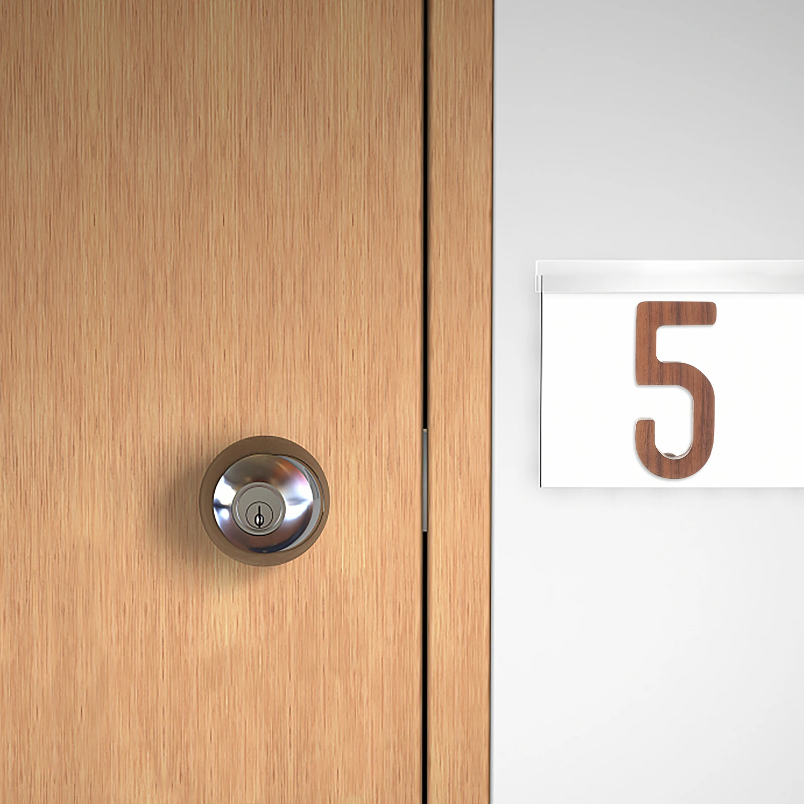 

Wooden House Number Digital Address Signs 3D Solid Large Light Brown Door Numbers for Outside Modern Stylish Durable Clear