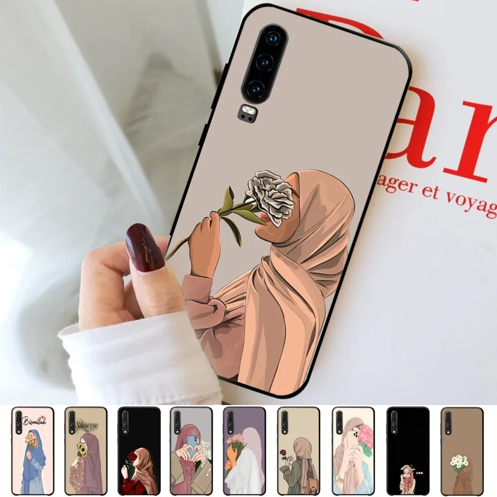 Muslim Arabic Hijab Girl Phone Case For Huawei P 8 9 10 20 30 40 50 Pro Lite Psmart Honor 10 lite 70 Mate 20lite