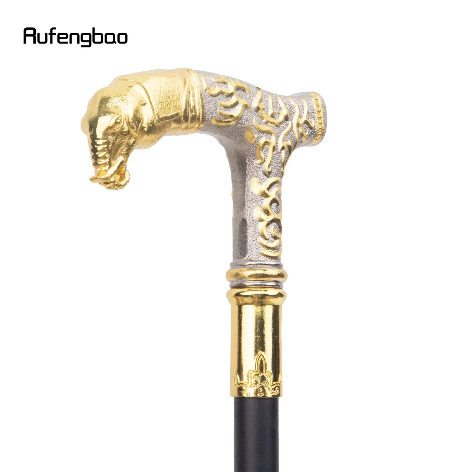 Goldener weißer Elefantengriff, luxuriöses Muster, Gehstock, Party, modisch, eleganter Gehstock, dekorativer Gehstockknopf, Crosier, 93 cm