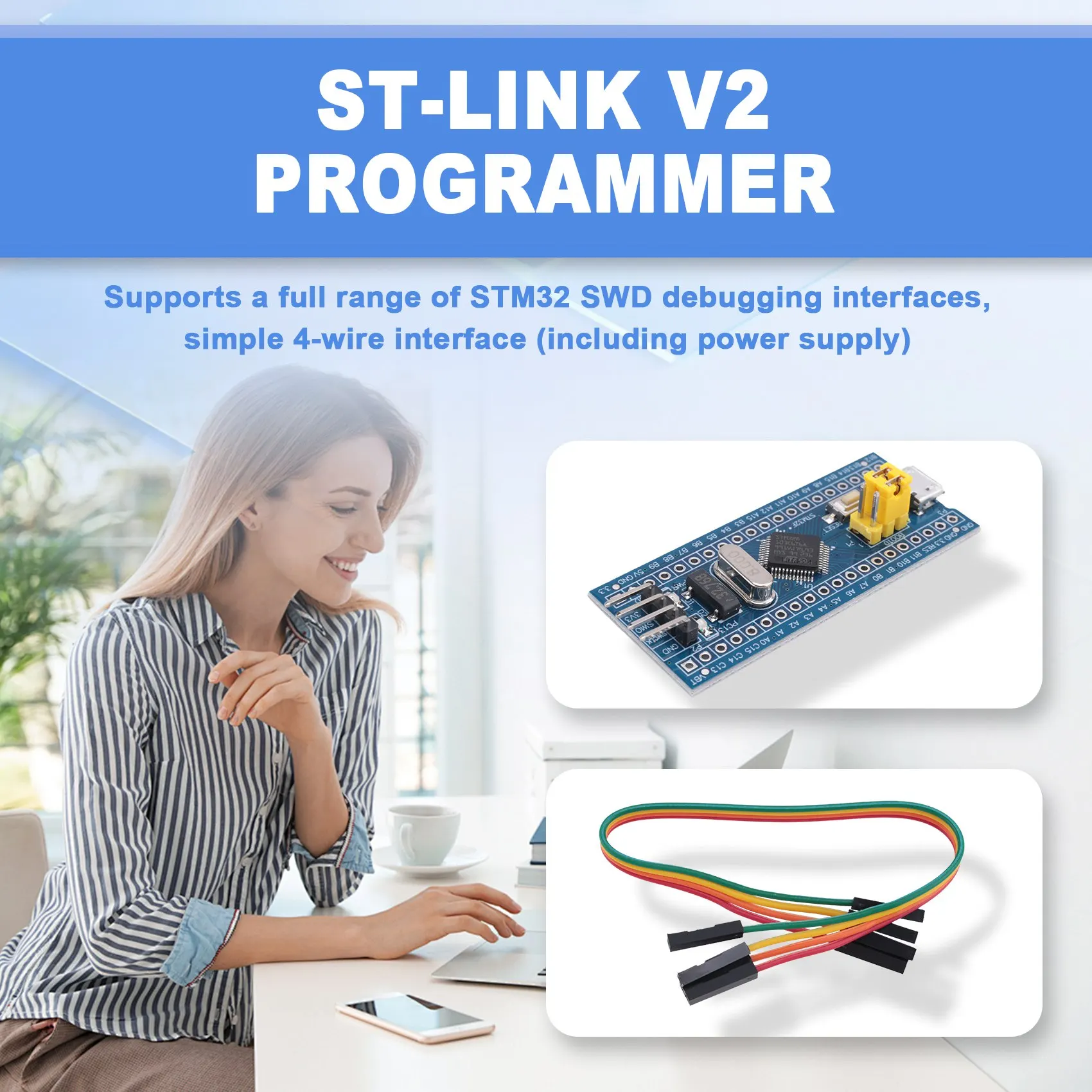 DT51 ST-Link V2 Programming for Unit Emulator Downloader + 40Pin STM32F103C6T6 STM32 SWD Minimum System Board Micro-USB