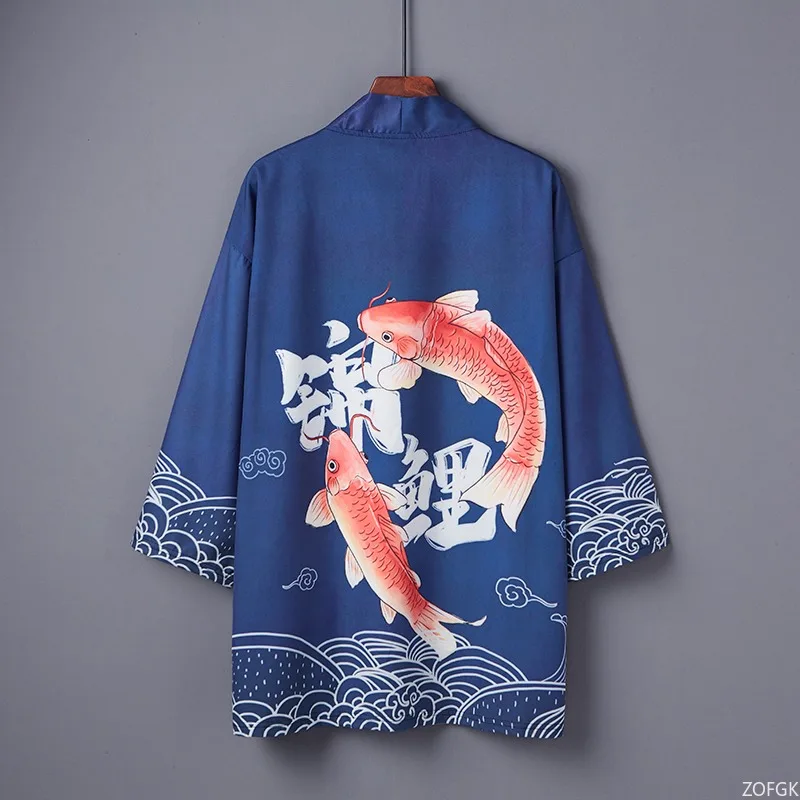 Japanese Loose Kimono Cardigan Summer Men's Half Sleeved Casual Cardigan Top