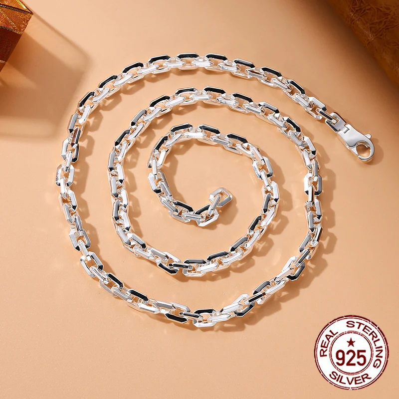 S925 Sterling Silver Necklace Coarse Simple Hip Hop Personalized Fashion Accessories Chain Jewelry