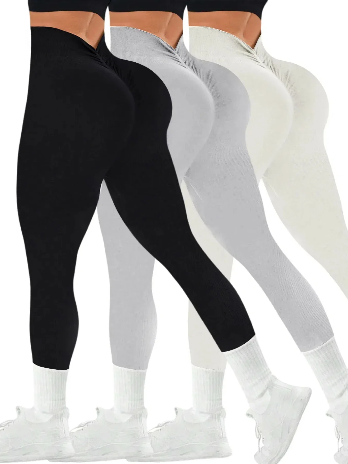 Pure Colors Slim Fit Casual Yoga Pants For Women Workout Seamless Yoga Jogging Leggings High Waist Elastic Pants