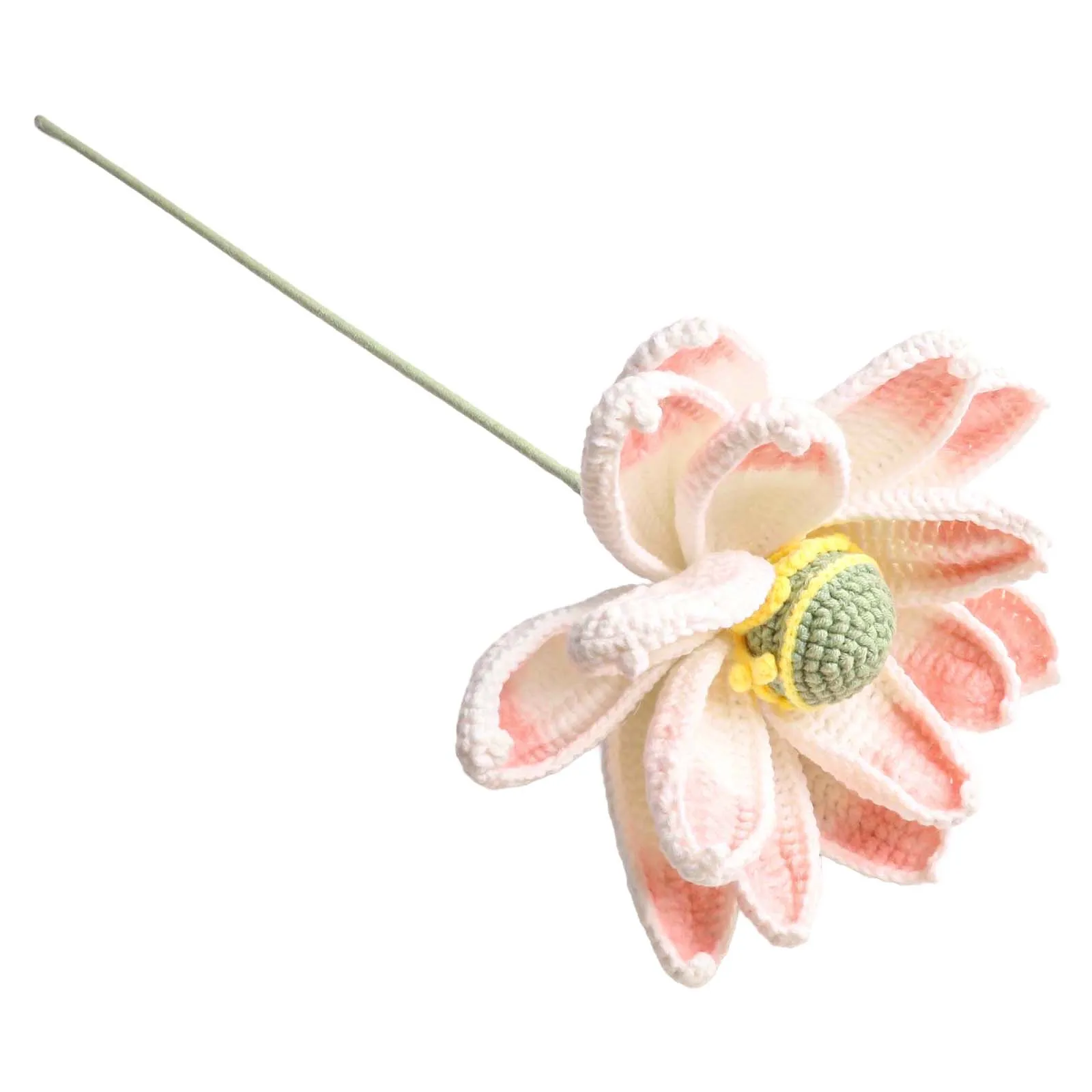 

Вязаные крючком цветы и листья лотоса ручной работы из молочного хлопка, долговечное искусственное украшение для интерьера.