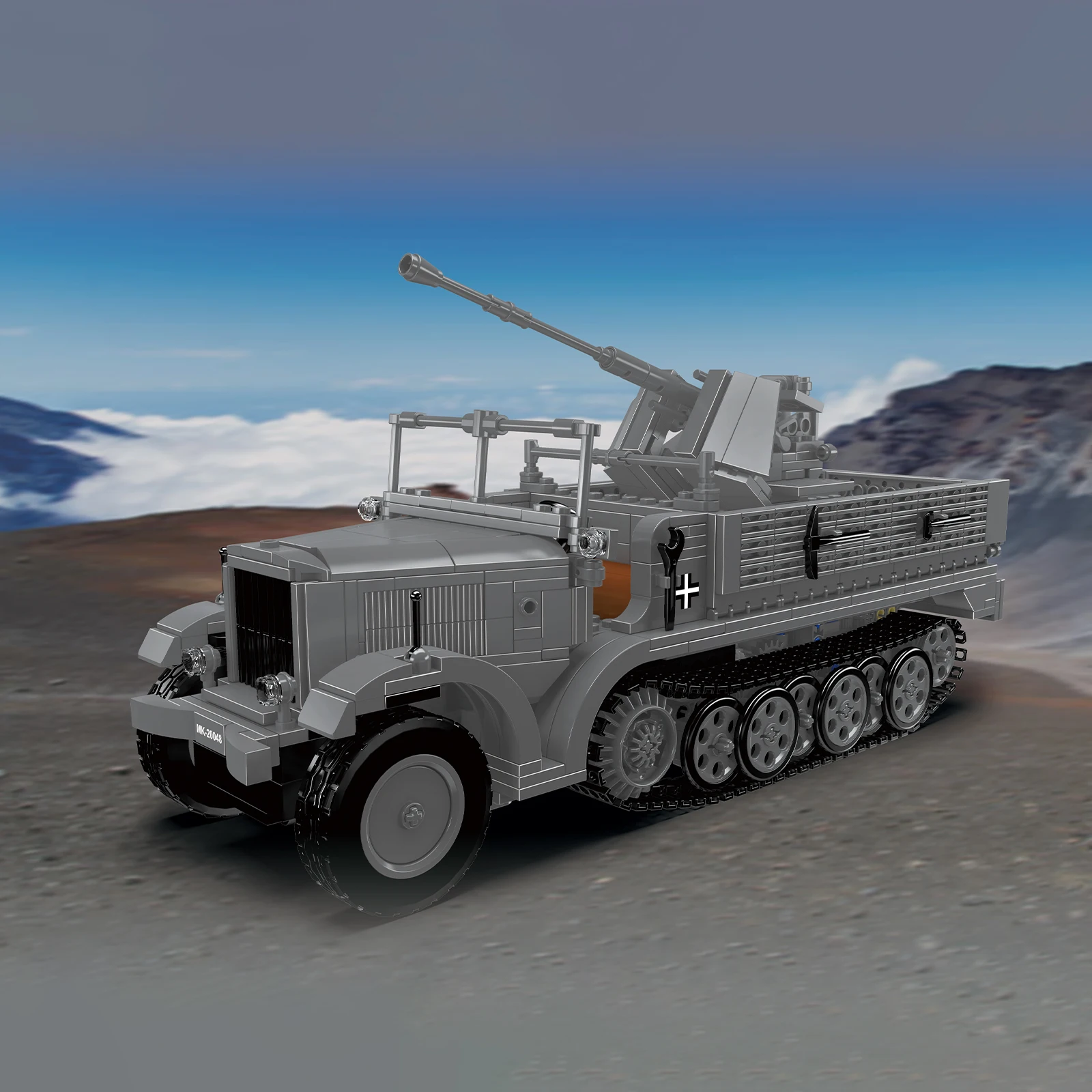 MOLD KING Kit di blocchi di costruzione per veicoli militari a mezza pista con pistola antiappannamento 3.7 1188 pezzi giocattolo da costruzione modello per adulti