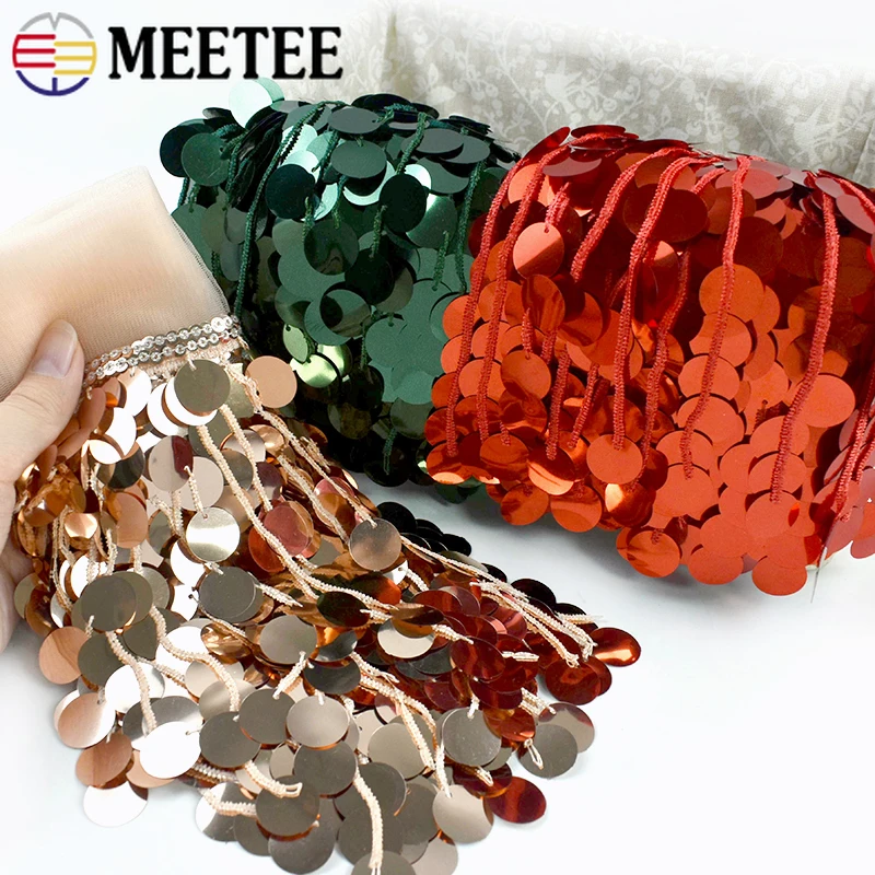 

1Roll=9.8Yards 18cm Sequin Fringe Tassels Clothes Glitter Lace Tassel Wedding Dress Decor Fringes for Shawl DIY Sewing Accessory
