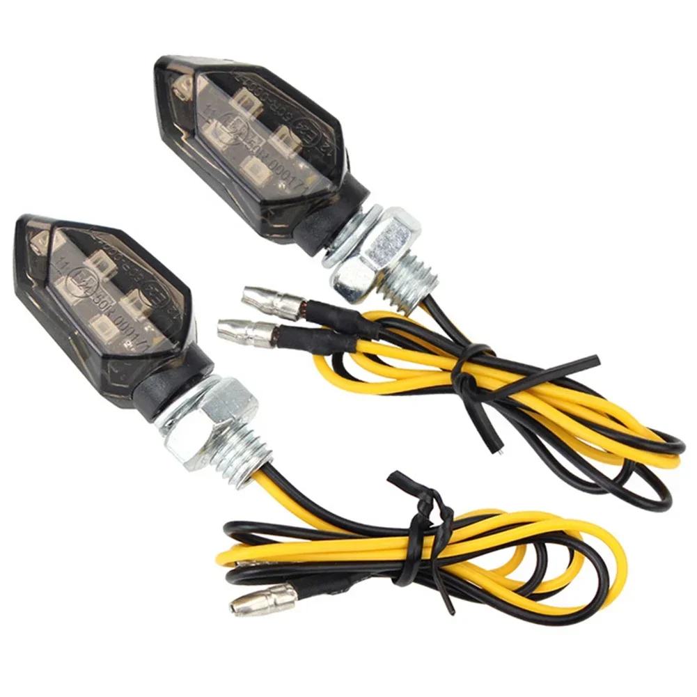 2/4 Stück Mini Motorrad Rauchglas Blinker 5LED 12V Bernsteinfarbene Blinkleuchte Zweiadrig für Kawasaki Honda BMW KTM